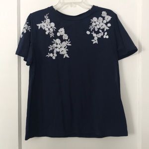 Size L Navy with white embroidered flowers